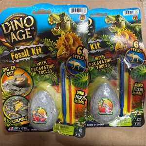 Dino Age Fossil Kit Excavating Tools Dinosaur Egg Dig Em Out Parasauroiophus 2pk